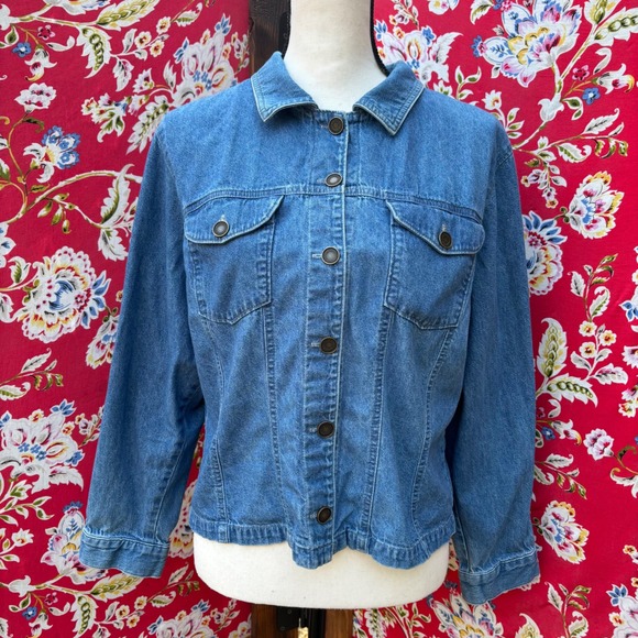 Gotcha Covered Tops - Vintage Denim Button Front Oversized Shirt Jacket Women's Size M